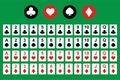 Deck of playing cards for poker with isolated cards on a green background Royalty Free Stock Photo