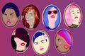 Set of female avatars. Women of different ages and ethnic groups.