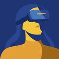 Profile picture woman using virtual reality headset.