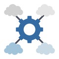 Cloud Network Setting - Flat color icon.