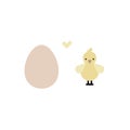 Vector cute simple flat illustration with chicken and egg