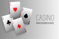 Playing cards for poker with aces. Casino background. Royalty Free Stock Photo