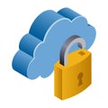 Unlock Cloud - Isometric 3d illustration.