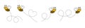 Cute bees characters set. Bee flying on a dotted route isolated. Royalty Free Stock Photo