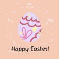 Vector cute illustration with painted egg and lettering text.