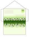 Envelope with Callas, unwrapped DIY - vector full color template for cut and glue envelope decorated with flowers and leaves. Enve