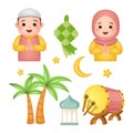 Cute Islamic Ramadan Kareem clipart set