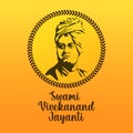 Swami Vivekananda Vector Illustration, Greeting Card