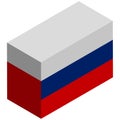 National flag of Russia - Isometric 3d rendering.