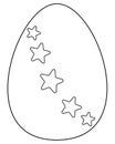 Easter egg with stars - vector linear pattern for coloring. Outline. Easter egg for children`s coloring book.