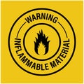 Warning, inflammable material vector icon.