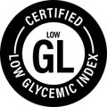 `certified low glycemic index` vector icon,