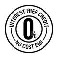 `zero percent, no cost EMI, interest free credit` vector icon