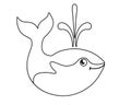 Little cute whale -vector linear picture for coloring. Outline. Marine mammal whale in children`s style Royalty Free Stock Photo
