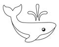 Little cute whale - vector linear picture for coloring. Outline. Whale - marine mammal for coloring book Royalty Free Stock Photo