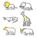 hand drawn style of wild animals icon sets vector. Royalty Free Stock Photo