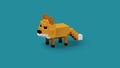 Vector Graphic of 3D rendering fox animal using voxel style and isolated in blue background