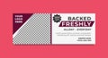 Vector graphic of web banner design with maroon and white color scheme. Excellent for cake or baking product promotion