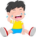 Cartoon little boy crying on white background Royalty Free Stock Photo