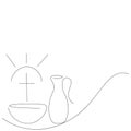 Baptism symbols christian sign draw, vector illustration