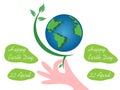 International Mother Earth Day. Earth Day concept. Hand holding earth. Perfect for banner, poster, pamflet, and background. Royalty Free Stock Photo