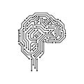 AI artificial intelligence icon. Vector illustration of brain. Isolated on a blank, editable and changeable background.