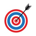 Target with arrow flat vector icon. Vector illustration of darts icon. Isolated on a blank, editable and changeable background. Royalty Free Stock Photo