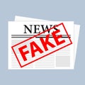 Fake news flat illustration. Newspaper disinformation press  - Vector Royalty Free Stock Photo