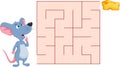 Cute Animal maze Game. Mouse looking for cheese