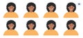 African American woman emotions avatars. Different facial expression set. Face icons. Royalty Free Stock Photo