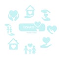 vector icons charity and donate in blue