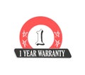 1 Year Warranty Redish Grey logo icon button stamp vector