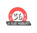 36 Warranty Redish Grey logo icon button stamp vector