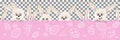 Pink border with easter bunnies and festive white pattern