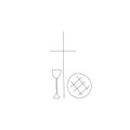 Symbol of holy communion bread and wine line drawing, vector illustration Royalty Free Stock Photo