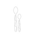 Spoons silhouette line drawing, vector illustration