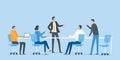 Flat vector group business team meeting for project brainstorming Royalty Free Stock Photo