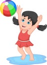 Little girl playing with inflatable ball Royalty Free Stock Photo