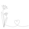 Flowers silhouette line drawing, vector illustration Royalty Free Stock Photo