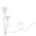 Flowers silhouette line drawing, vector illustration Royalty Free Stock Photo