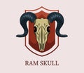 Ram skull logo on a shield Royalty Free Stock Photo