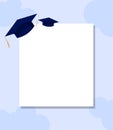 Graduation Greeting Card Isolated On Blue Cloud Background Design