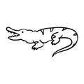 hand drawing style of crocodile line art icon vector Royalty Free Stock Photo