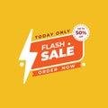 WebVector graphic of flash sale promotion banner. Using white, orange, red and yellow color scheme Royalty Free Stock Photo
