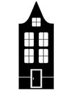 House, European urban architecture. Black silhouette of a house for a logo or pictogram. Old european house - silhouette for icon