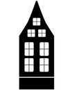 European style house - vector black silhouette for logo or pictogram. House with an attic.