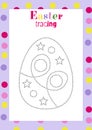 Easter egg tracing worksheet for kids handwriting practice. Holiday activity page. Royalty Free Stock Photo