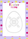 Easter egg tracing worksheet for kids handwriting practice. Holiday activity page. Royalty Free Stock Photo