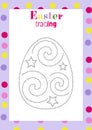 Easter egg tracing worksheet for kids handwriting practice. Holiday activity page. Royalty Free Stock Photo