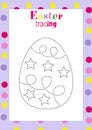 Easter egg tracing worksheet for kids handwriting practice. Holiday activity page. Royalty Free Stock Photo